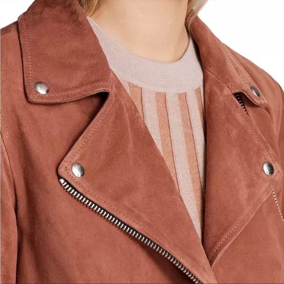 All Saints rose leather suede Cole biker jacket - Picture 2 of 8